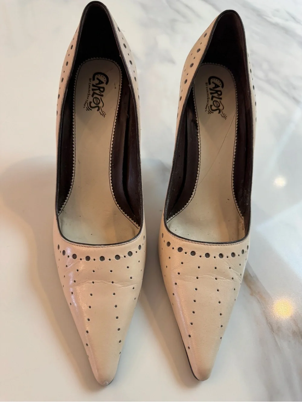 Carlos Santana Potion Ivory/Nude Leather Pointed Toe Pumps Heels Size 9